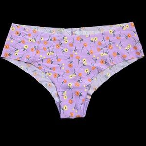 Victorias Secret Pink No Show Supersoft Cheekster Panty Purple floral XXL